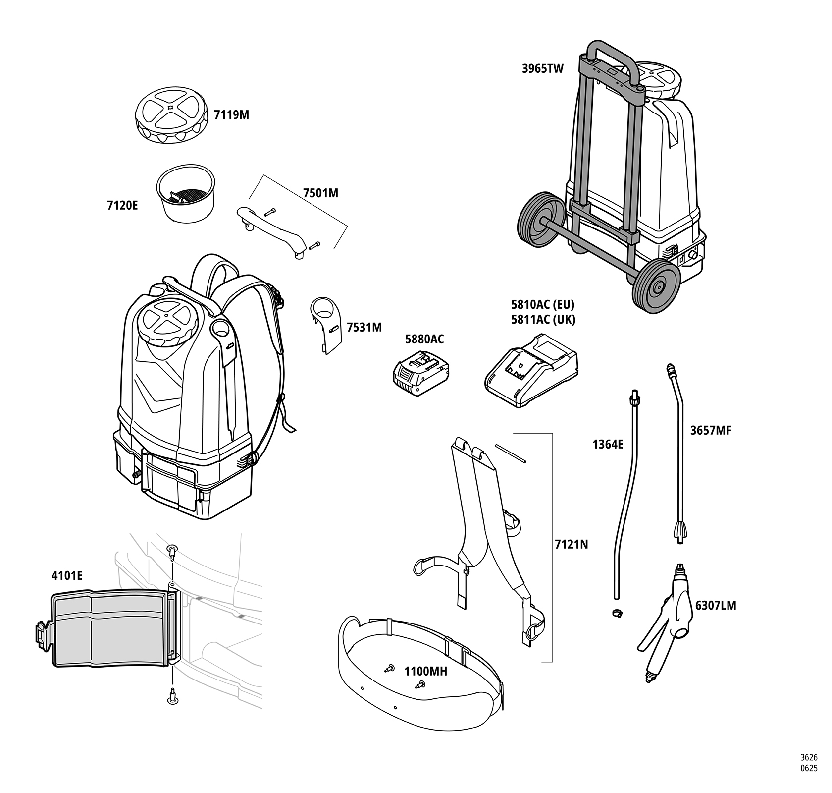 Pulvérisateur à dos à batterie e.RS185